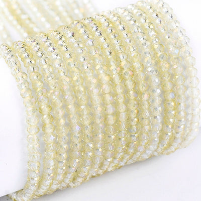 1 String of 2x1.5mm Faceted Glass Rondelle Beads ~ Electroplated Champagne Yellow ~ approx. 247 beads