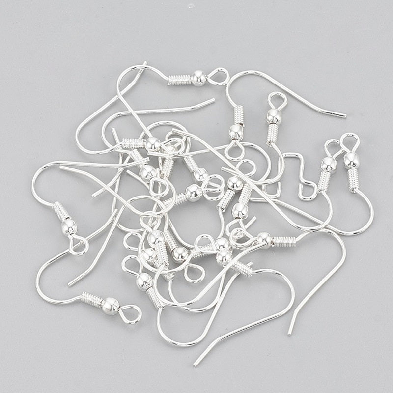 10 Pairs of Silver Plated Fish Hook Ear Wires