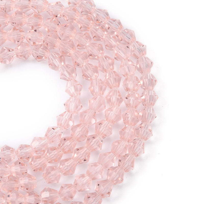 4mm Glass Bicones ~ approx. 88 Beads / String ~ Pink