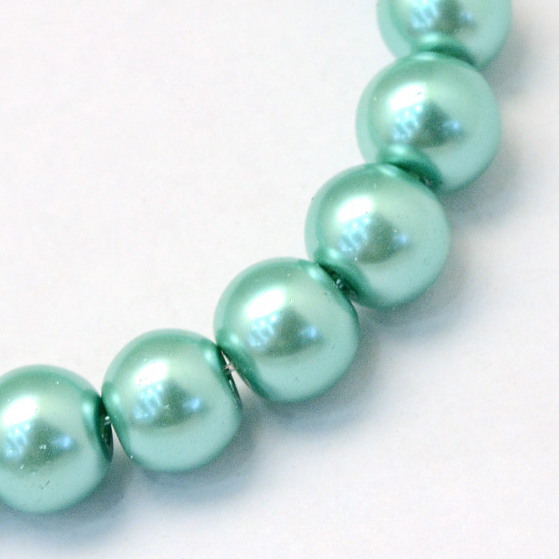 1 Strand of 3mm Round Glass Pearl Beads ~ Aquamarine ~ approx. 190 beads
