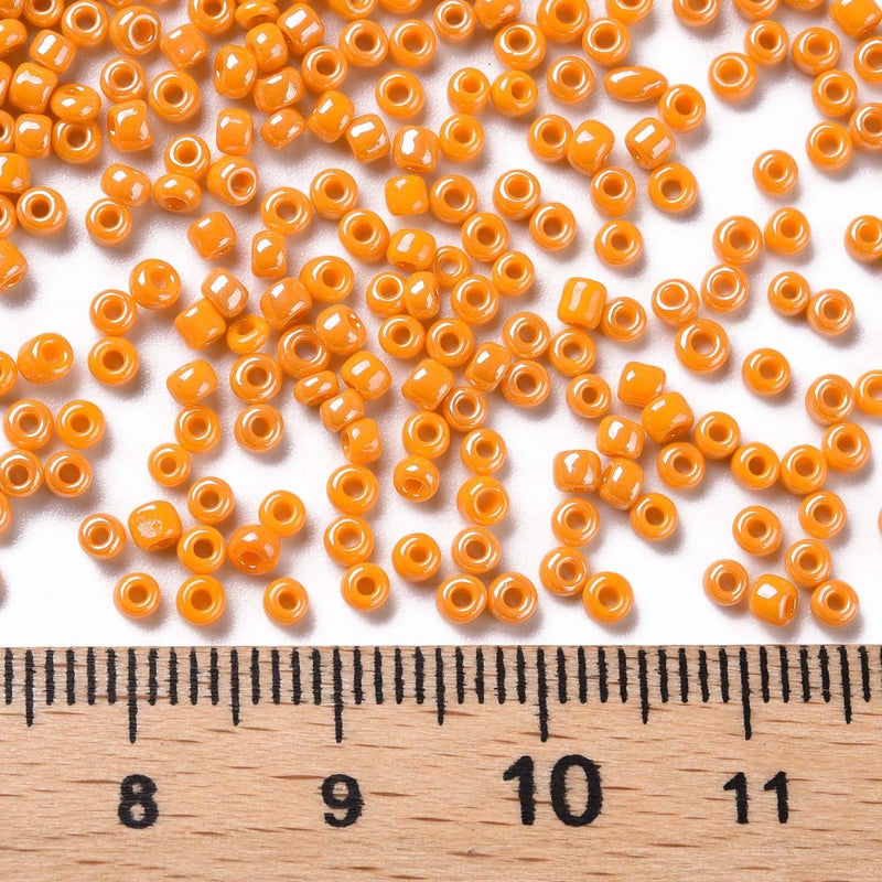 2mm Seed Beads ~ 20g ~ Lustred Orange
