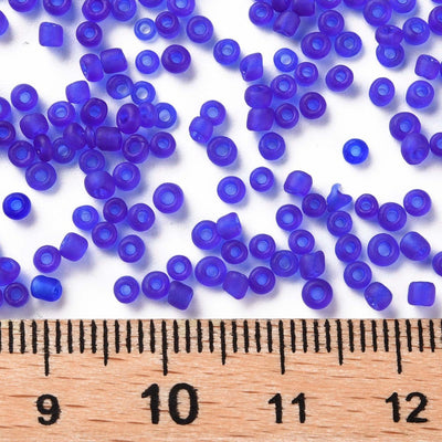 2mm Imitation Sea Glass - Frosted Glass Seed Beads ~ Blue ~ 20g