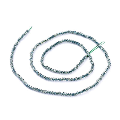 1 String of 2x1.5mm Faceted Glass Rondelle Beads ~ Green Plated ~ approx. 247 beads
