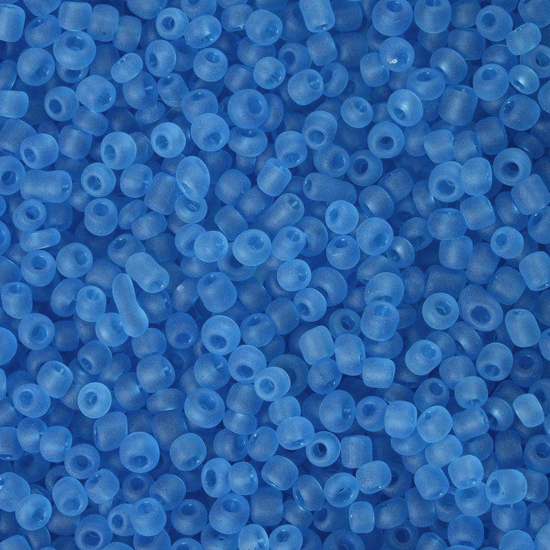 3mm Imitation Sea Glass - Frosted Glass Seed Beads ~ Sky Blue ~ 20g