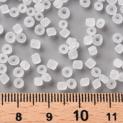3mm Imitation Sea Glass - Frosted Glass Seed Beads ~ White ~ 20g