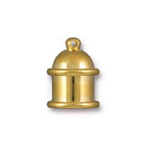 TierraCast Brass Pagoda Cord End ~ 8mm ID ~ Bright Gold
