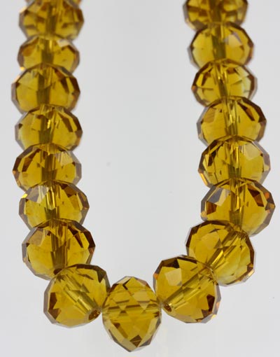 Crystal Glass Rondelle Beads ~ 1 String ~ Gold ~ c.58 beads 8 x 10mm