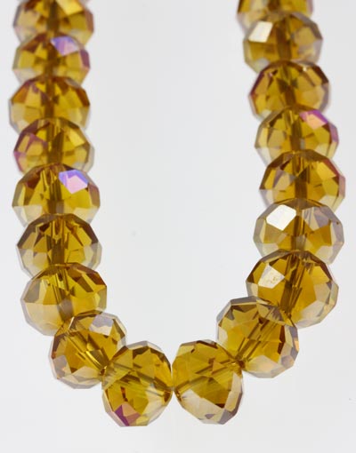 Crystal Glass Rondelle Beads ~ 1 String ~ Gold AB ~ c.58 beads 8 x 10mm
