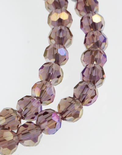 Crystal Glass Faceted Round Beads ~ 1 String ~ Amethyst AB ~ c.54 x 8mm beads