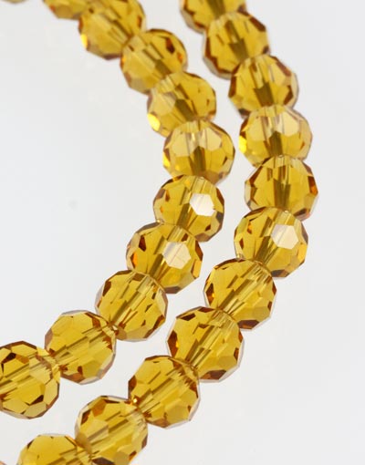 Crystal Glass Faceted Round Beads ~ 1 String ~ Gold ~ c.74 x 6mm beads