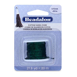 Beadalon Cotton Tassel Cord ~ Metallic Green on Black ~ 21.8 yd (20 m)