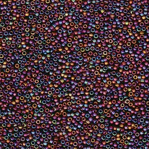 Miyuki Seed Beads Round Size 15/0 ~ Matte Trans Brown AB ~ approx. 8.2g tube