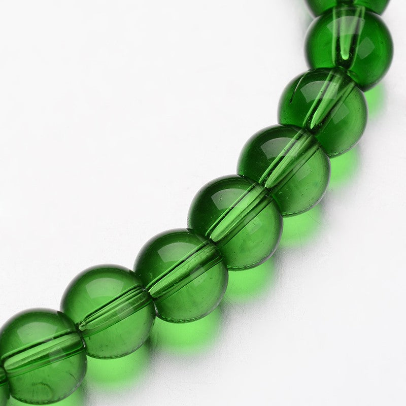 1 Strand of 6mm Glass Beads ~ Green ~ approx. 50 beads