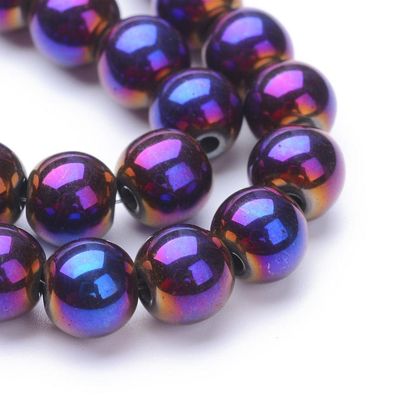 1 Strand of 6mm Non-Magnetic Hematite Beads ~ Purple ~ approx. 70 beads