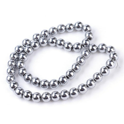 1 Strand of 4mm Non-Magnetic Hematite Beads ~ Silver Plated ~ approx. 100 beads