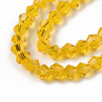 4mm Glass Bicones ~ approx. 96 Beads/String ~ Yellow