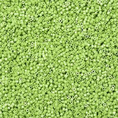2x1.5mm Cylinder Seed Beads ~ Opaque Lustred Light Green ~ 5g