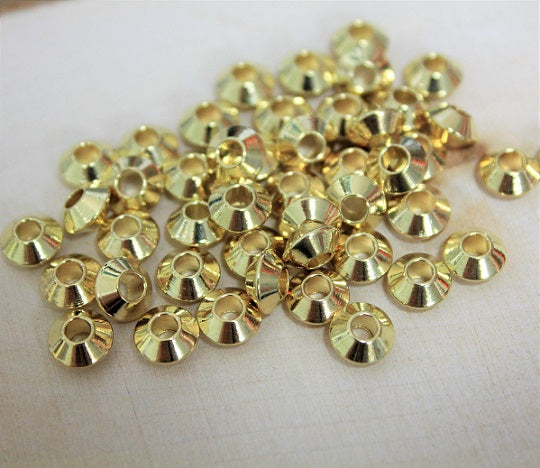 10 Gold Plate Brass Bicone Beads ~ 7x5mm