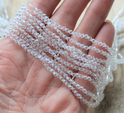 1 Strand of 2mm Glass Bicones ~ Crystal Clear ~ approx. 160 beads