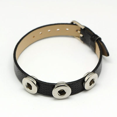 Imitation Leather Snap Bracelet ~ Black ~ Fits MINI 12mm Snap Buttons
