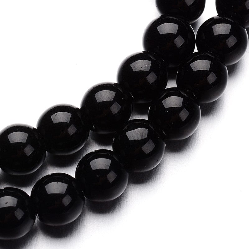 1 Strand of 4mm Glass Beads ~ Black ~ approx. 80 beads ~ Buy One Get One FREE
