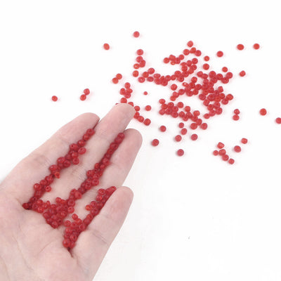 3mm Frosted Glass Seed Beads ~ Red ~ 20g