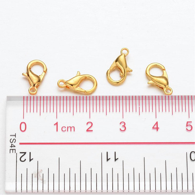 12mm Gold Plated Lobster Clasp ~ Lead and Nickel Free