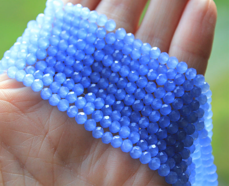 1 Strand of 4x3mm Faceted Glass Rondelle Beads ~ Jade Style Cornflower Blue ~ approx. 130 beads