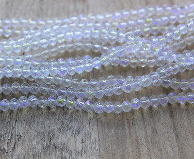 4x3mm Faceted Glass Rondelle Beads ~ Crystal AB ~ 125 beads/strand