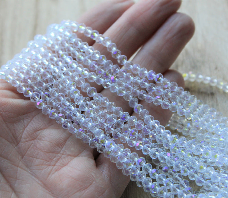 4x3mm Faceted Glass Rondelle Beads ~ Crystal AB ~ 125 beads/strand