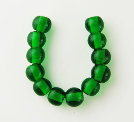 150 x Round Glass Beads ~ 4mm ~ Transparent Dark Green