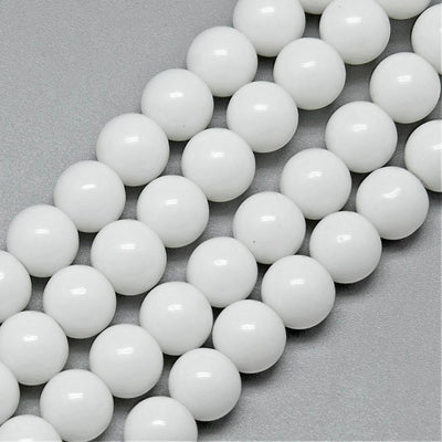 1 Strand of 4mm Glass Beads ~ White ~ approx. 80 beads ~ Buy One Get One FREE