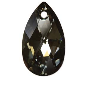 Swarovski Crystal Pear Pendant ~ 16mm ~ Crystal Silver Night