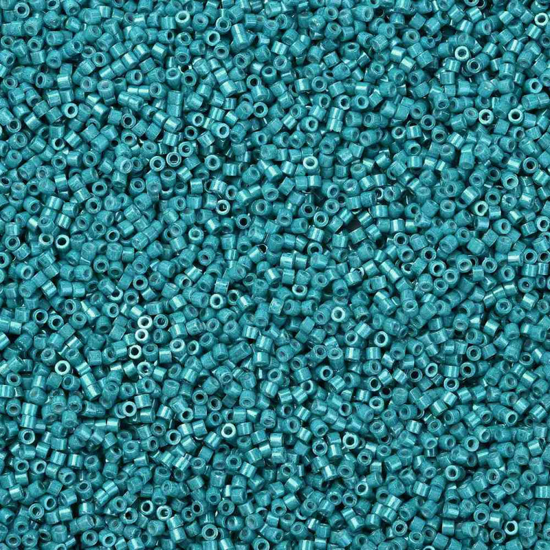 2x1.5mm Cylinder Seed Beads ~ Opaque Lustred Dark Cyan ~ 5g