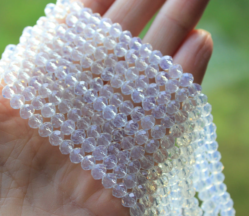 1 Strand of 6x5mm Faceted Glass Rondelle Beads ~ Imitation Opalite ~ approx. 85 beads