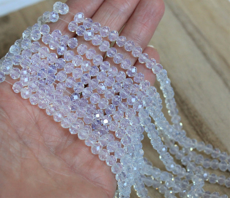 1 Strand of 6x5mm Faceted Glass Rondelle Beads ~ Imitation Opalite ~ approx. 85 beads