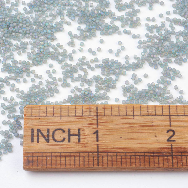 MGB Matsuno Seed Beads ~ Size 15/0 ~ Frosted Lt. Grey AB ~ 5 grams