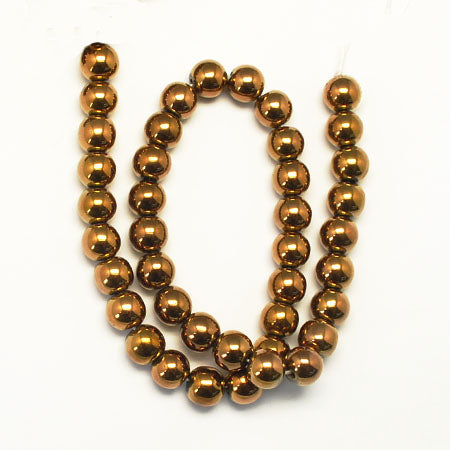 1 Strand of 6mm Non-Magnetic Hematite Beads ~ Copper Plated ~ approx. 70 beads