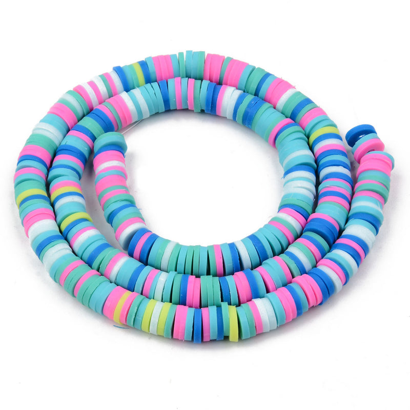 1 Strand of 6mm Polymer Clay Katsuki Beads ~ Blue Bubble Gum Mix ~ approx. 290-320 beads