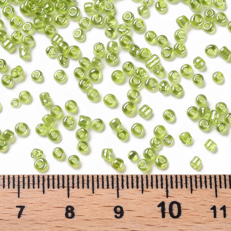 2mm Seed Beads ~ 20g ~ Lustred Lime Green