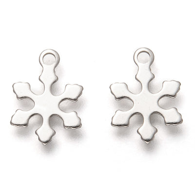 12x10mm Stainless Steel Snowflake Charms ~ Pack of 5