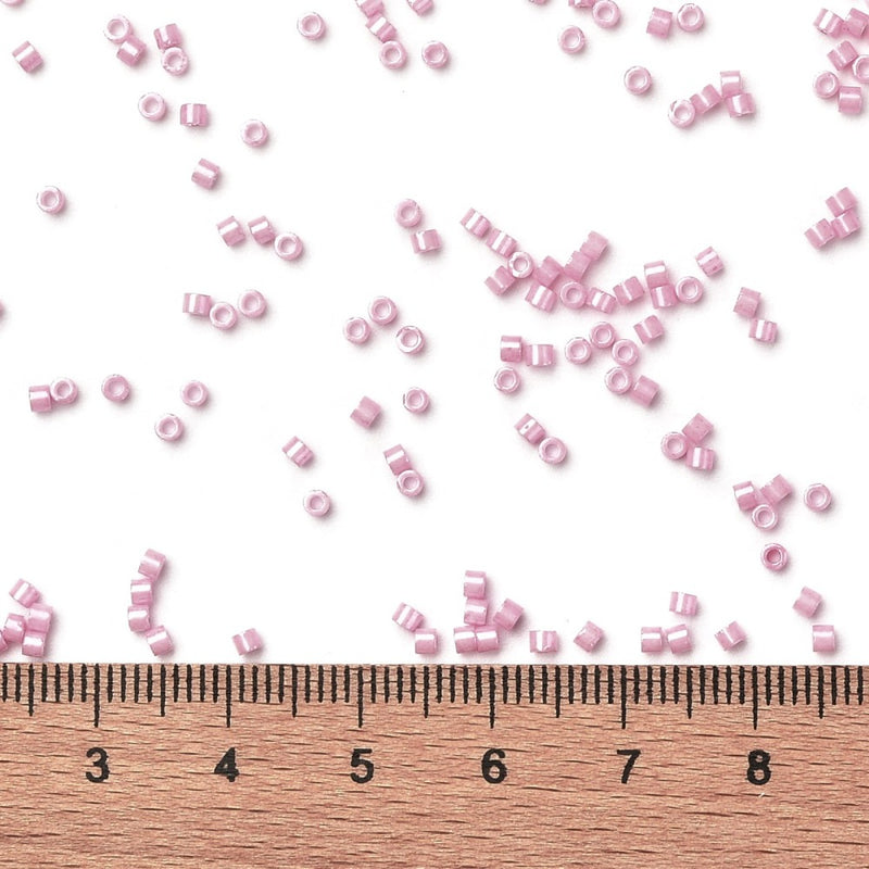 2x1.5mm Cylinder Seed Beads ~ Opaque Lustred Pink ~ 5g