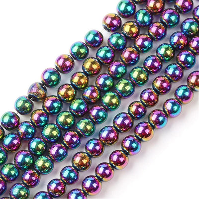 1 Strand of 4mm Non-Magnetic Hematite Beads ~ Rainbow ~ approx. 100 beads