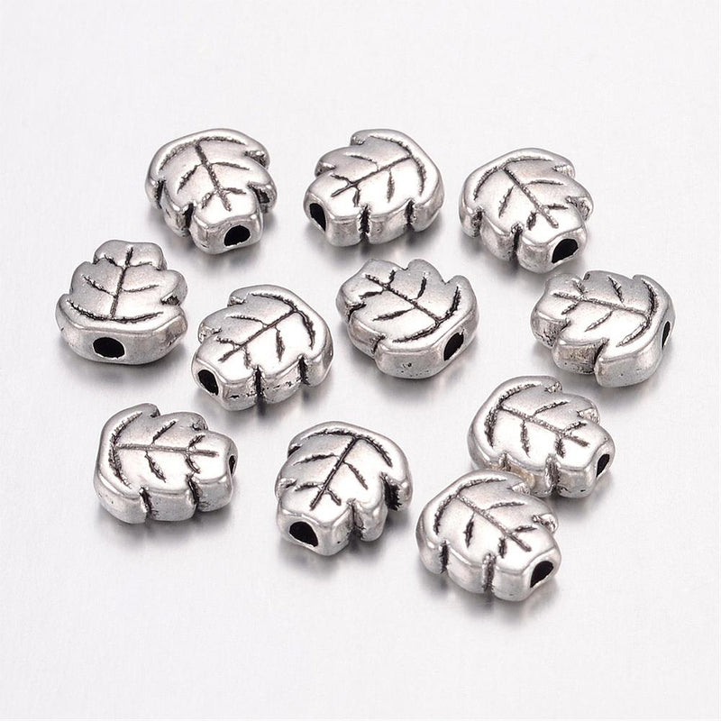 7x3mm Antique Silver Metal Leaf Beads ~ Pack of 10