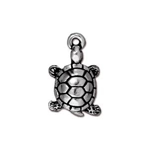 TierraCast Turtle Charm ~ Antique Silver