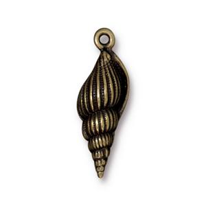 TierraCast Large Spindle Shell Charm ~ Brass Oxide