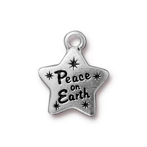 TierraCast Peace Star Charm - Antique Silver