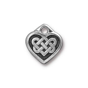 TierraCast Small Celtic Heart Charm - Antique Silver
