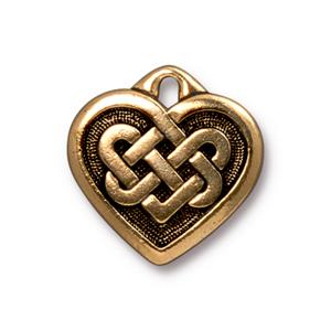 TierraCast Large Celtic Heart Pendant - Antique Gold
