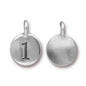 TierraCast Number 1 Charm - Antique Silver